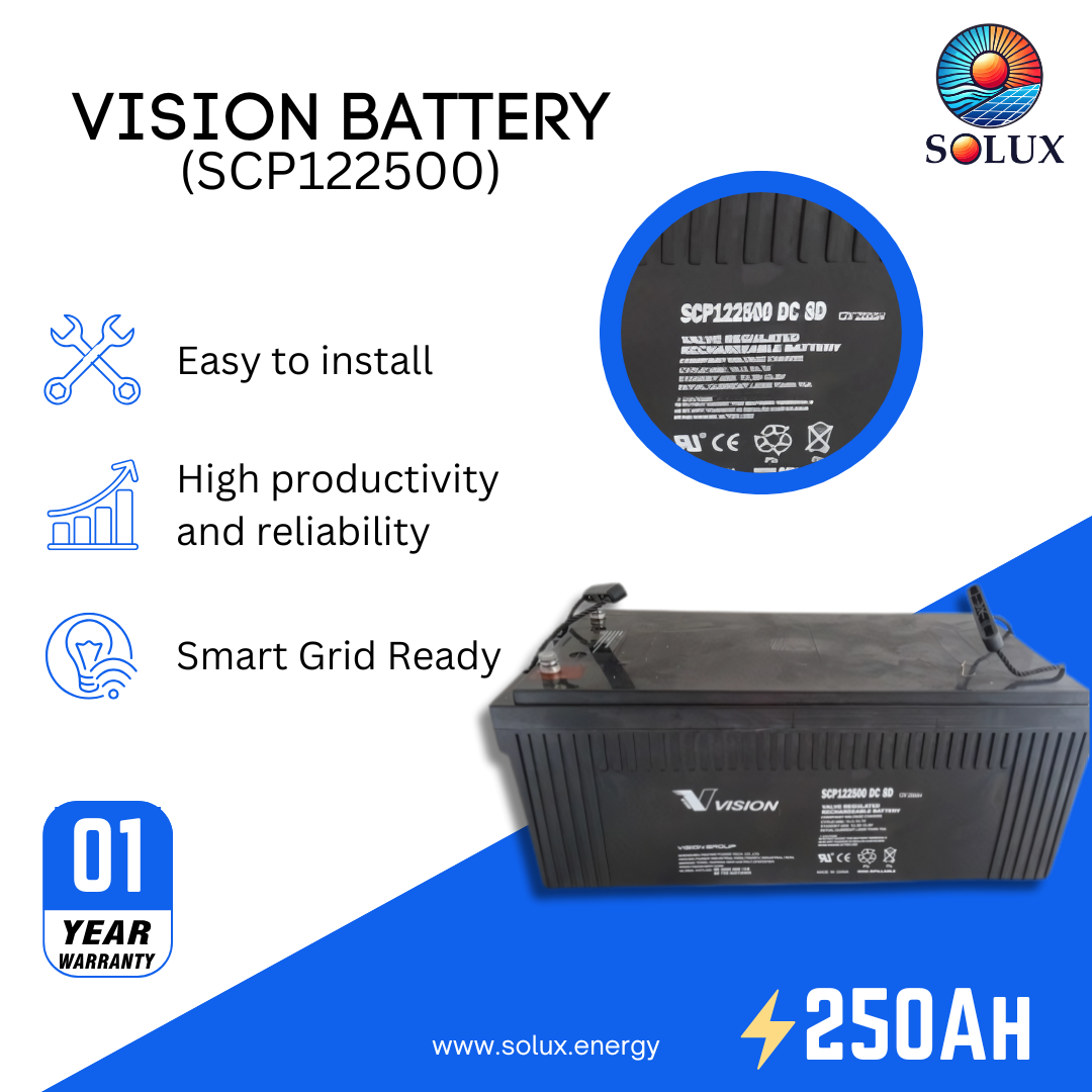 This is an image of Vision 250Ah Battery 12V Sealed Lead Acid AGM
